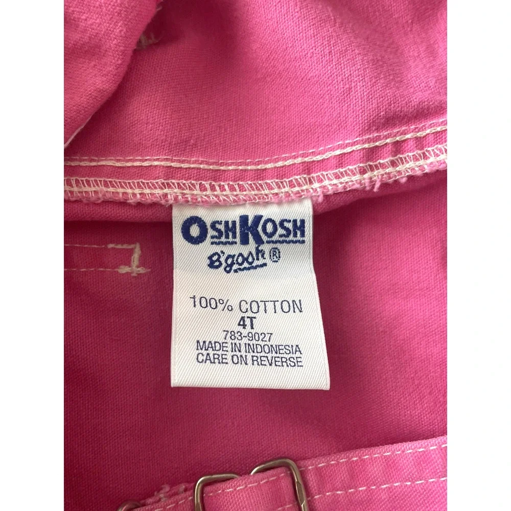 Vintage OshKosh B'gosh Vestbak Girls 4T Overall Shortall Pink Carpenter 90s Y2K